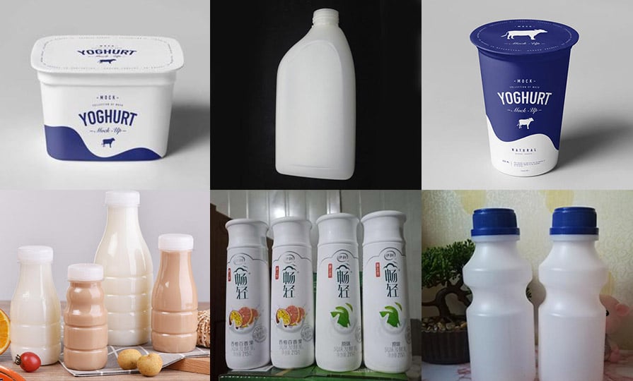 Yogurt packaging with the plastic packaging material