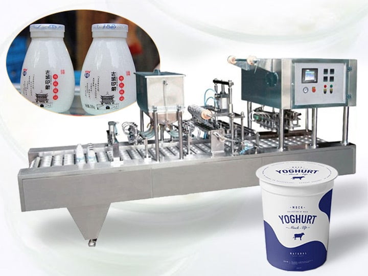 Yogurt cup filling and sealing machine